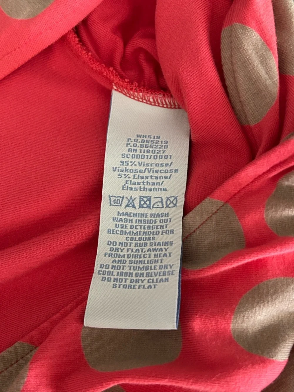 Boden Rosebury Polka Dot Jersey Wrap Midi Dress Coral Beige 3/4 Sleeves Size 4 - Picture 9 of 10
